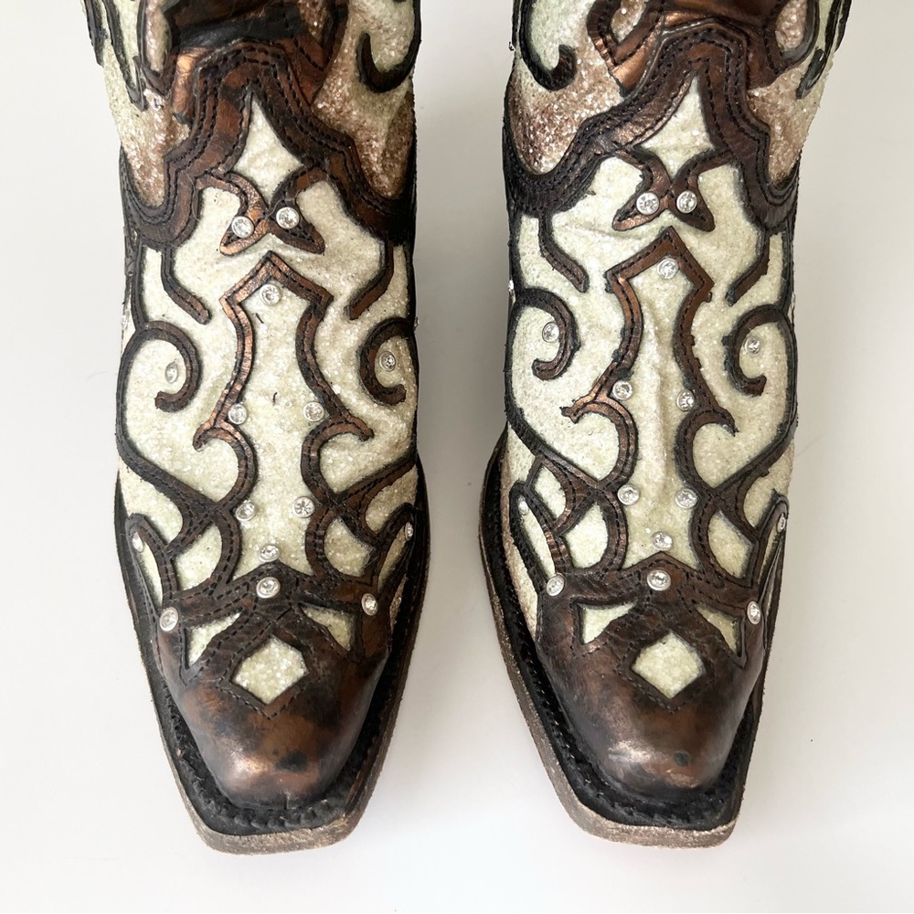 Corral glitter western boots bronze snip toe 9 - Picture 7 of 14